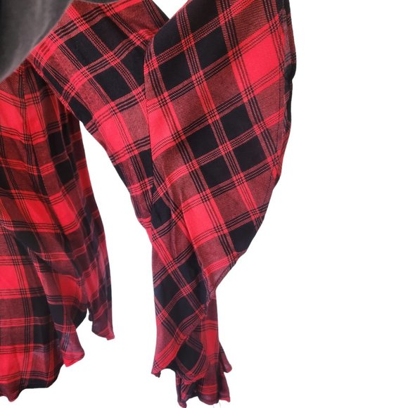 New w/Tags Mustard Seed Brand Red & Black Plaid Keyhole Back Blouse Sz Small - Picture 4 of 8